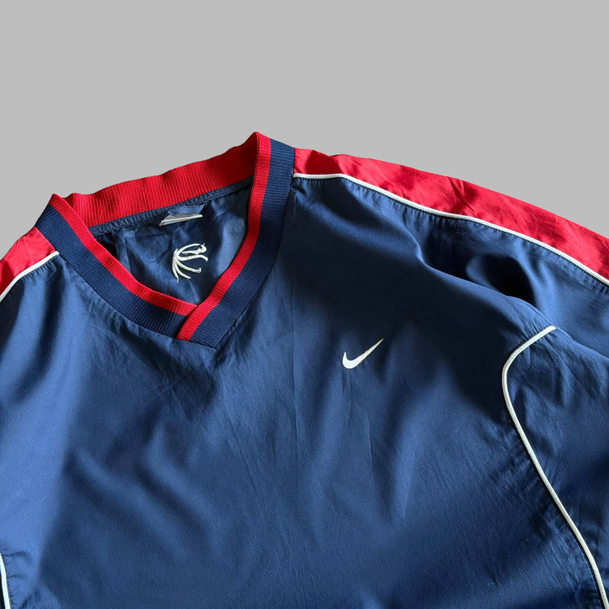 Y2K Nike Striped V-Neck Windbreaker Pullover - XL/XXL