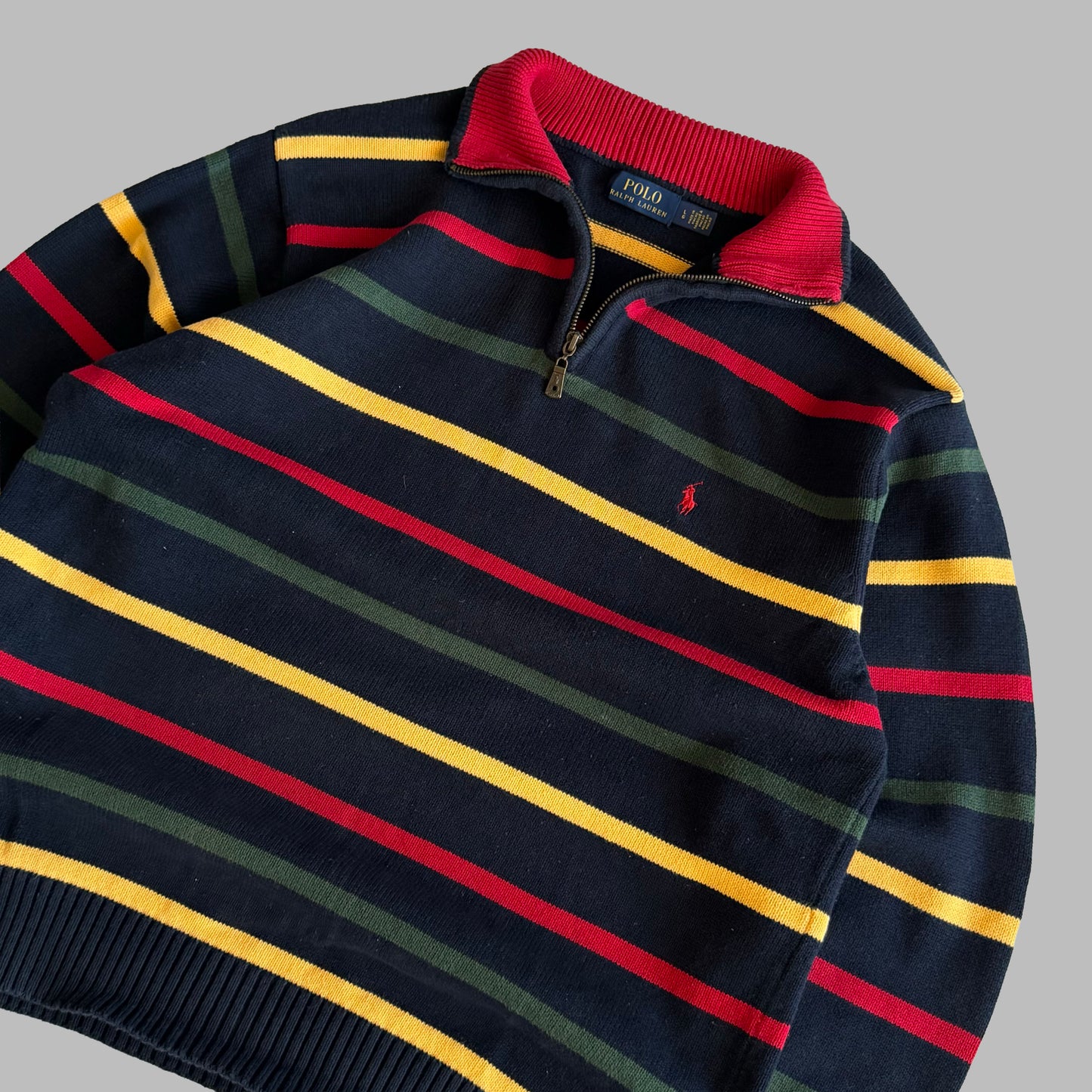 Ralph Lauren Striped Quarter Zip - Large