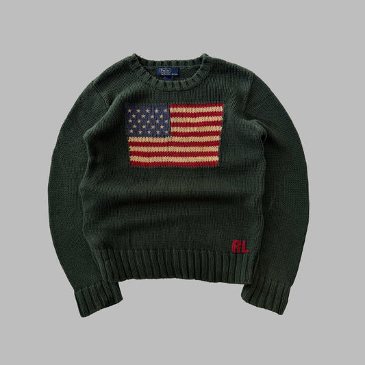 90s Ralph Lauren Flag Heavy Knit - XS