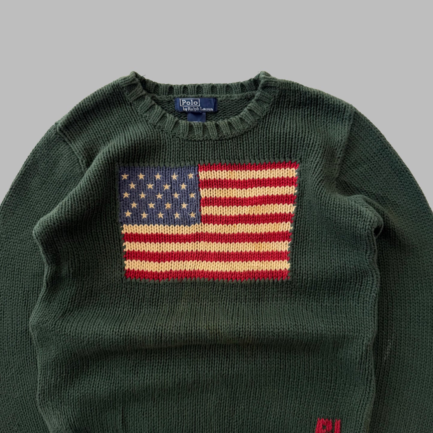 90s Ralph Lauren Flag Heavy Knit - XS