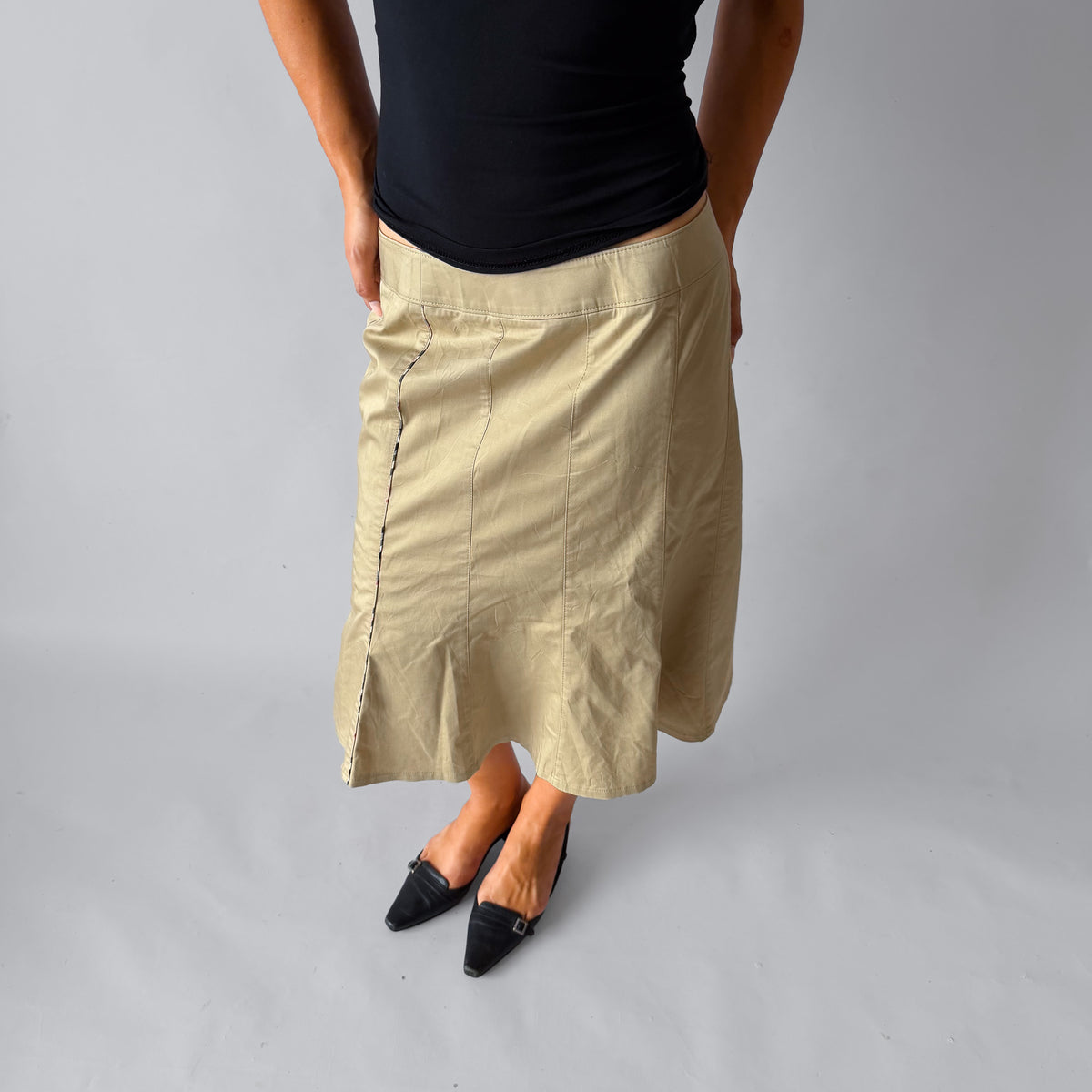 Y2K Burberry Midi Trench Skirt - 32"