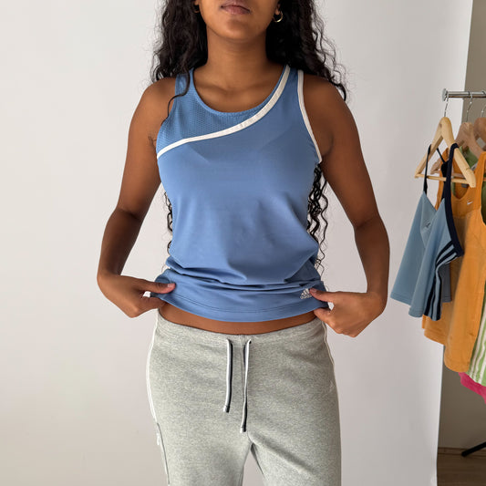 Y2K Adidas Mesh Panelled Activewear Top - M/L