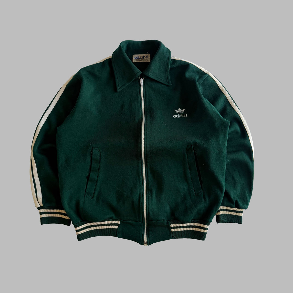80s Adidas Three Stripe Track Jacket - S/M