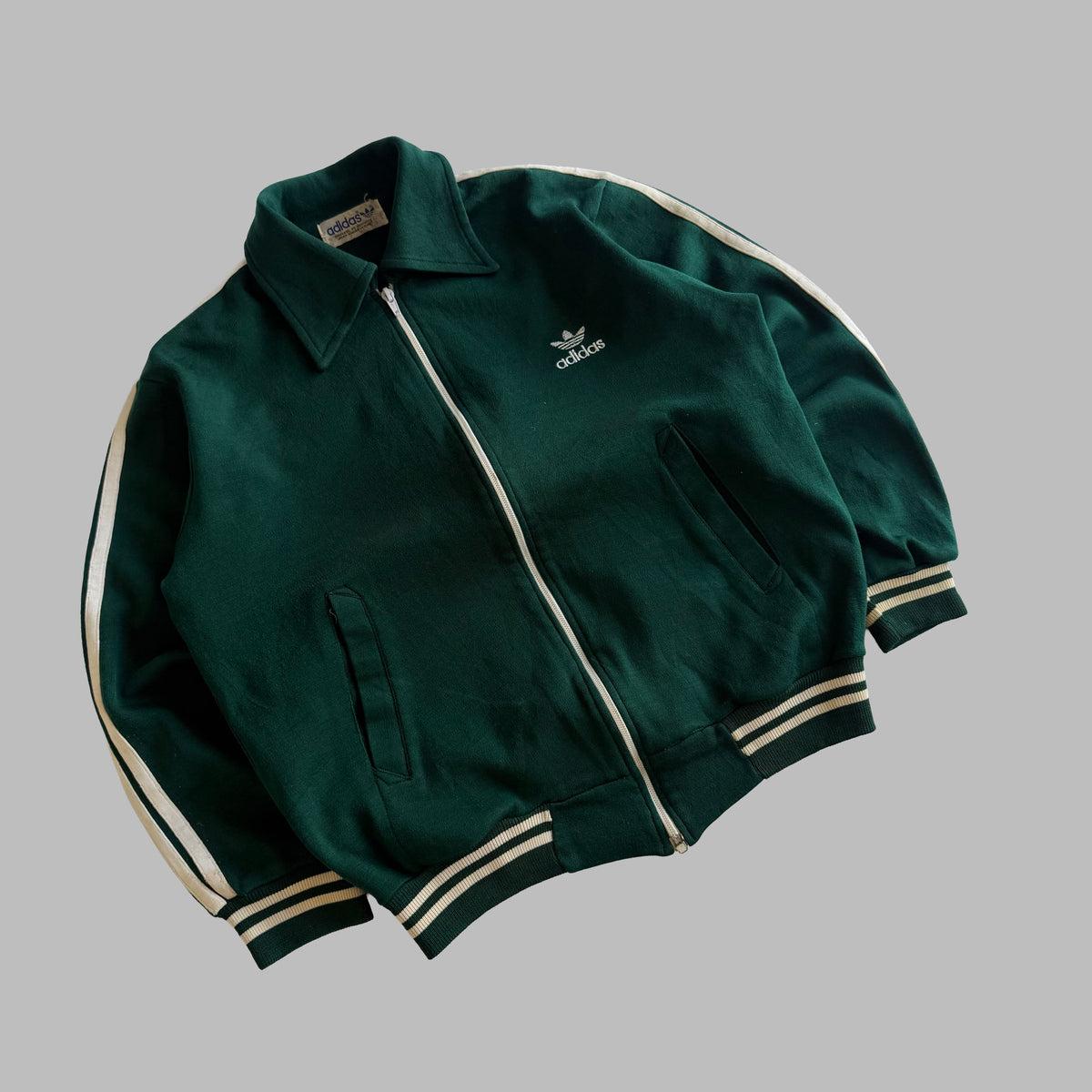 80s Adidas Three Stripe Track Jacket - S/M