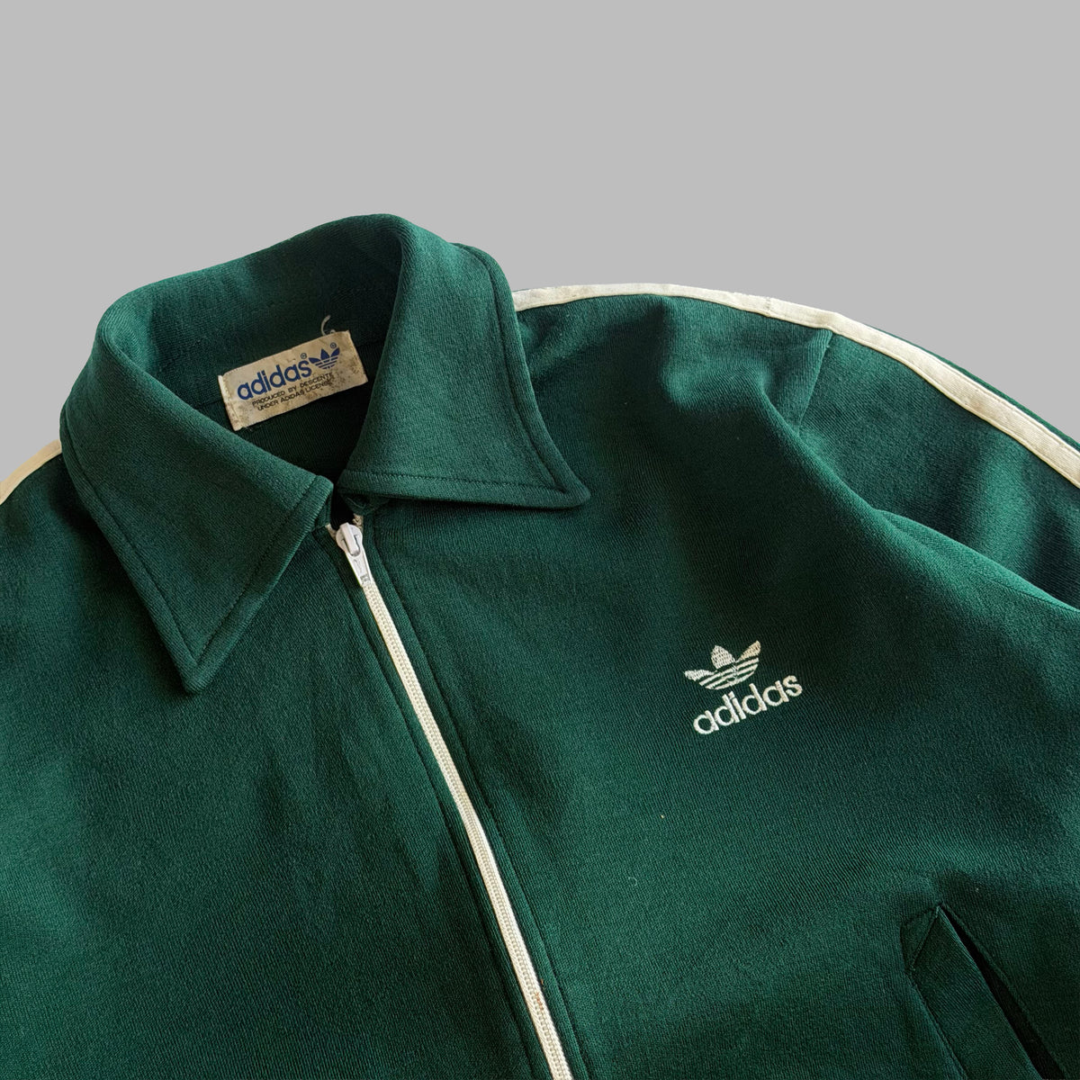 80s Adidas Three Stripe Track Jacket - S/M
