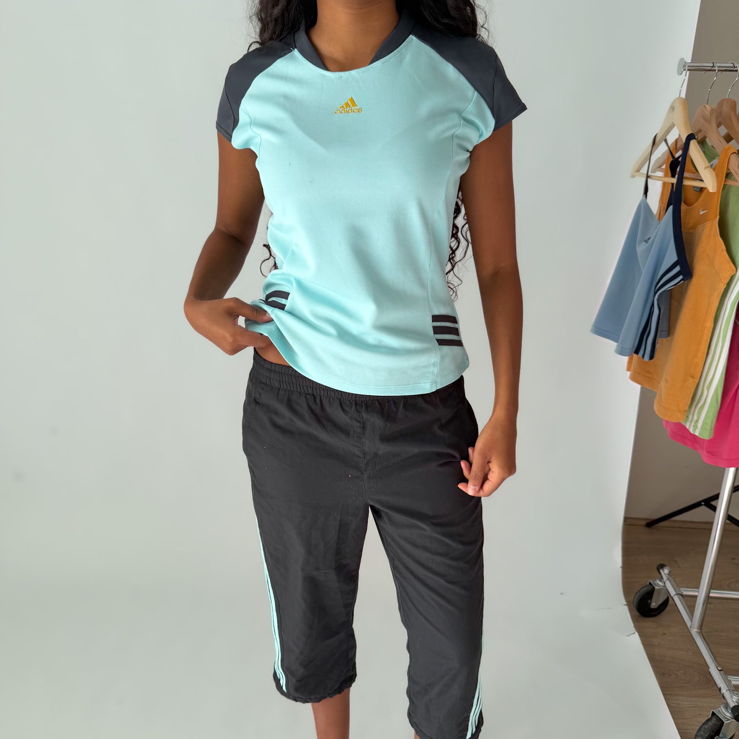 Y2K Adidas Panelled Activewear Top - L/XL