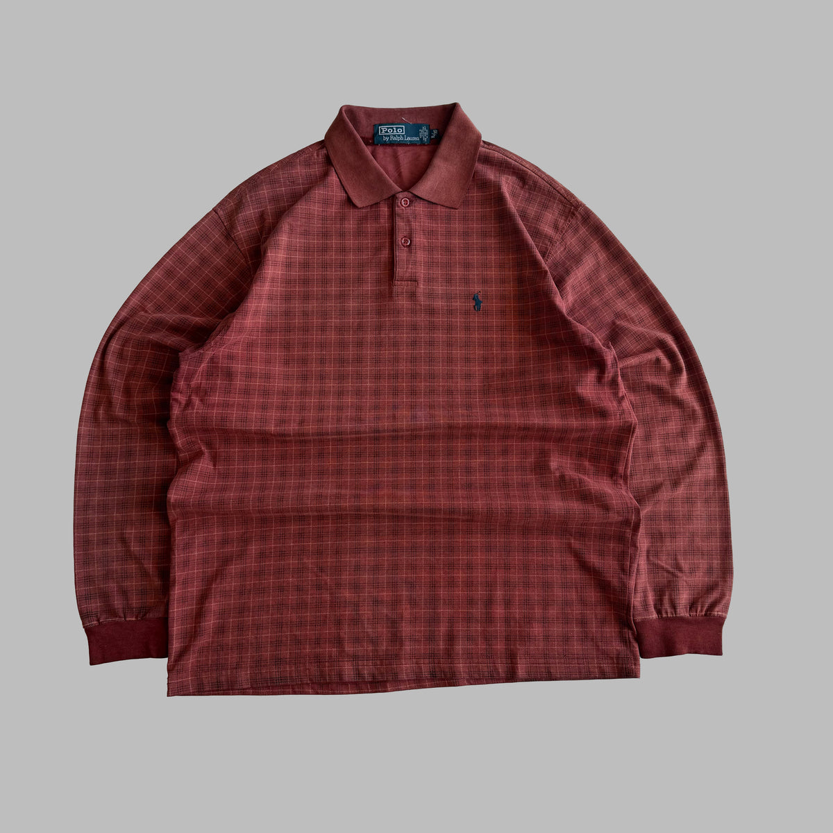 90s Ralph Lauren Checkered Polo Longsleeve T-Shirt - L