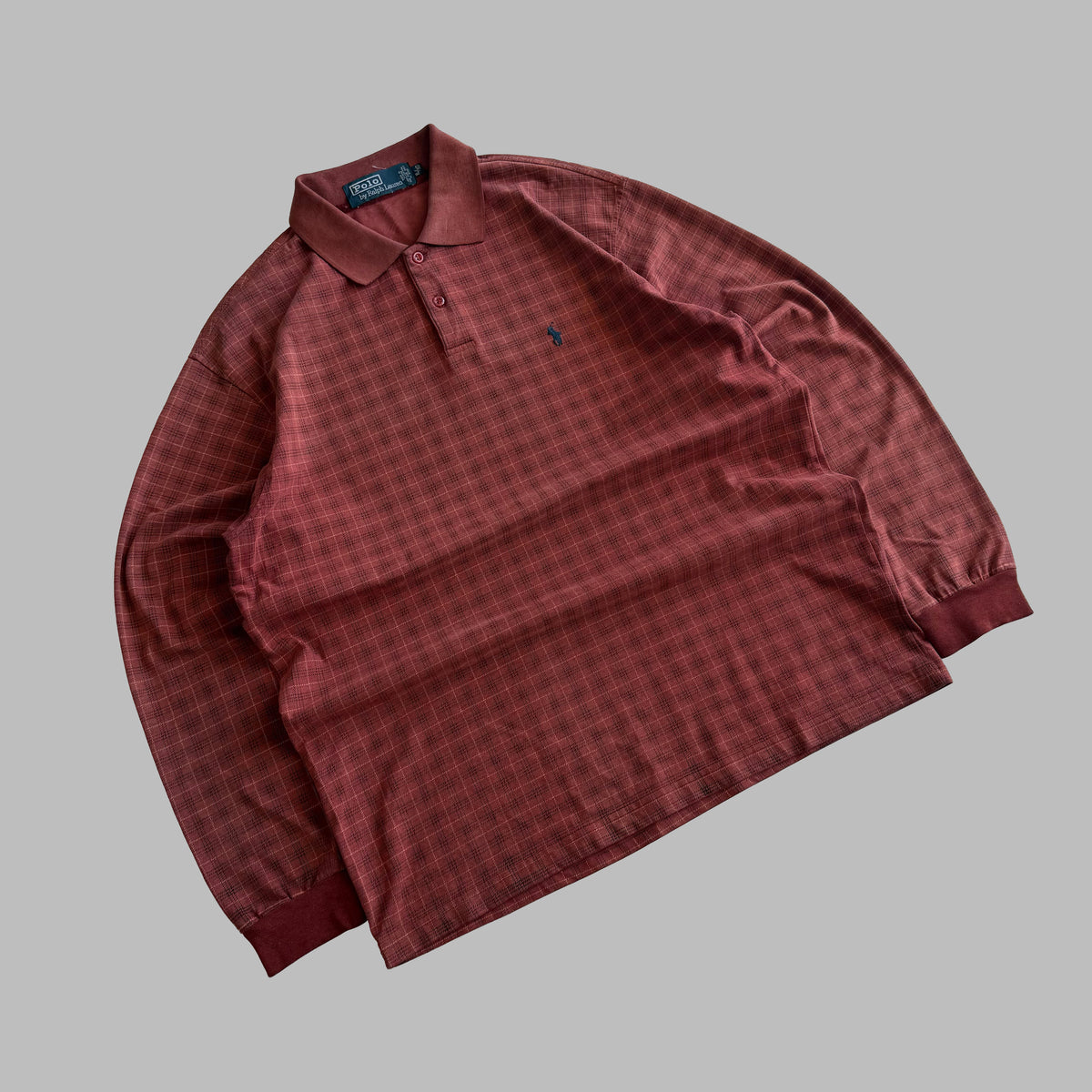90s Ralph Lauren Checkered Polo Longsleeve T-Shirt - L
