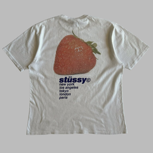 00s Rare Stussy Strawberry T-Shirt - Large